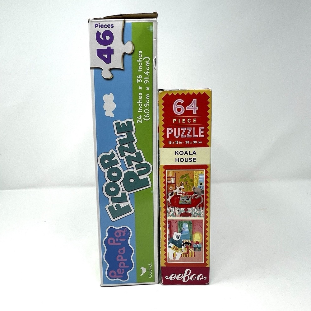Lot of 2 Puzzles Peppa Pig Floor Puzzle + eeBoo‎ Koala House 64 piece Puzzle